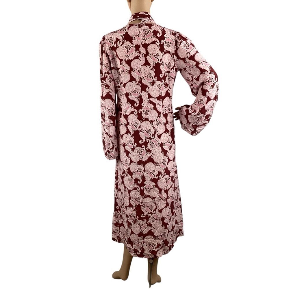 Equipment Femme Julianne 100% Silk Paisley Midi Dress Size S Burgundy Pink - Picture 5 of 8